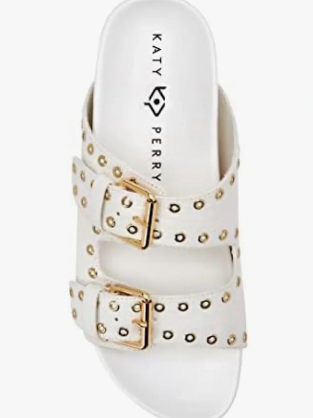 Katy Perry Collections White Slide with Gold-tone hardware detail BRAND NEW